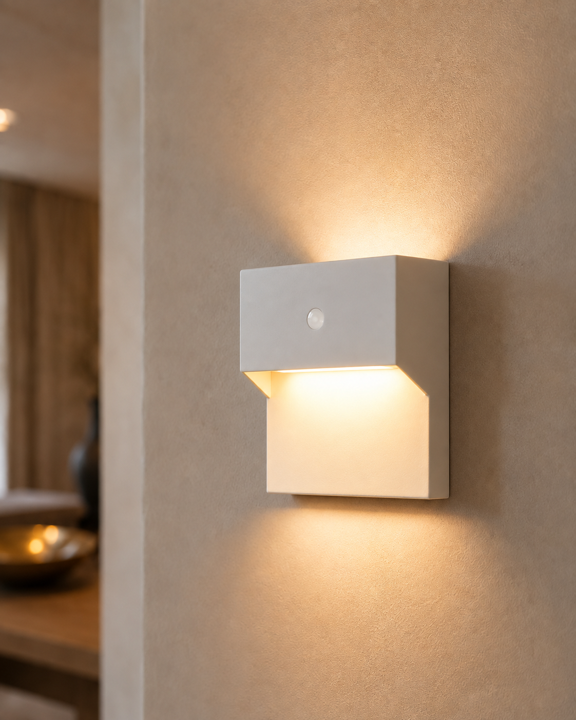 Geometric LED Motion Sensor Wall Light