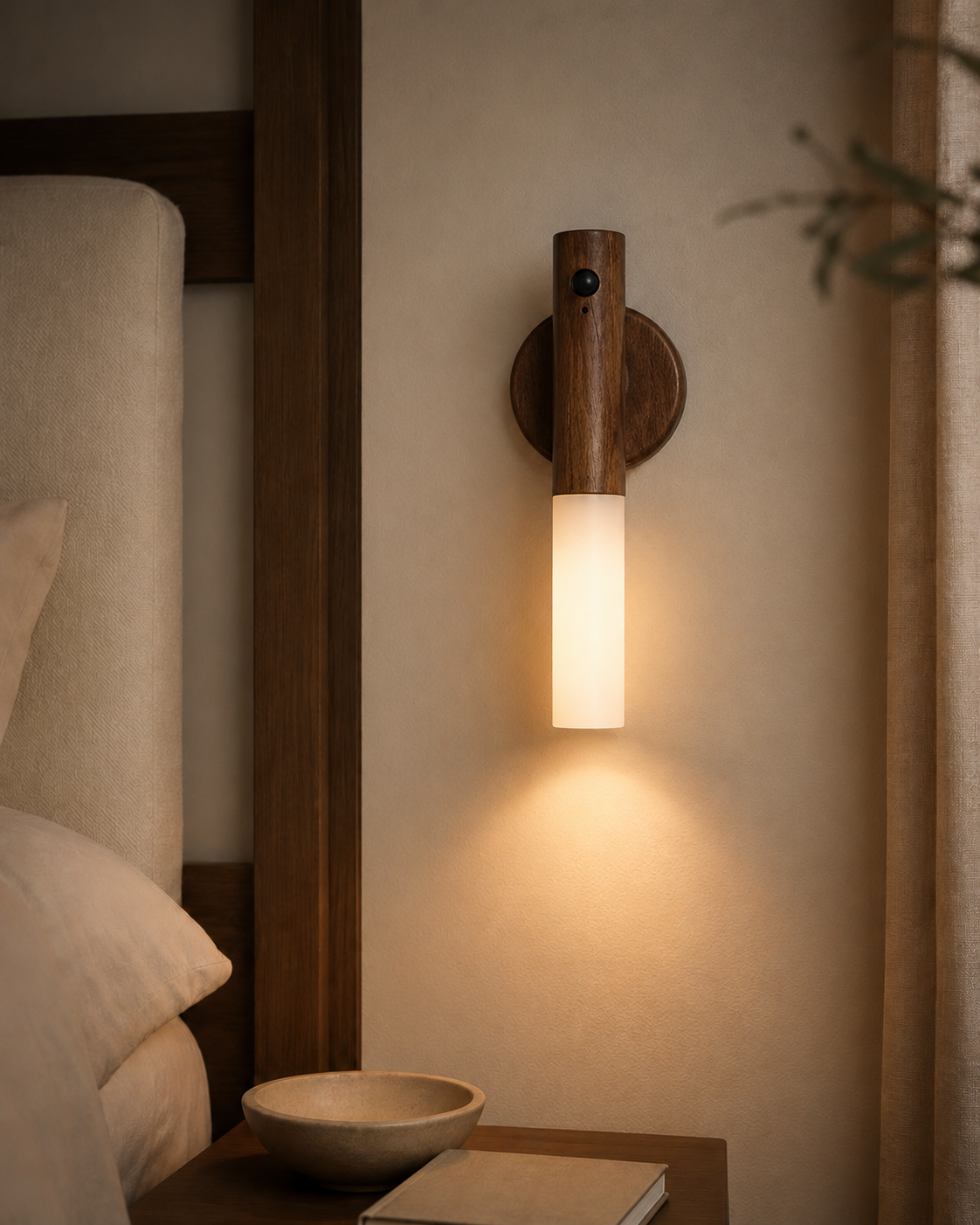 Magnetic Sensor Night Light with Wood Grain Design