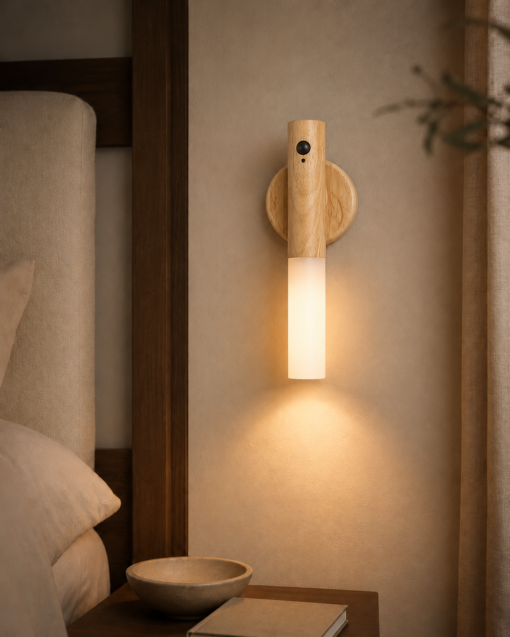 Magnetic Sensor Night Light with Wood Grain Design