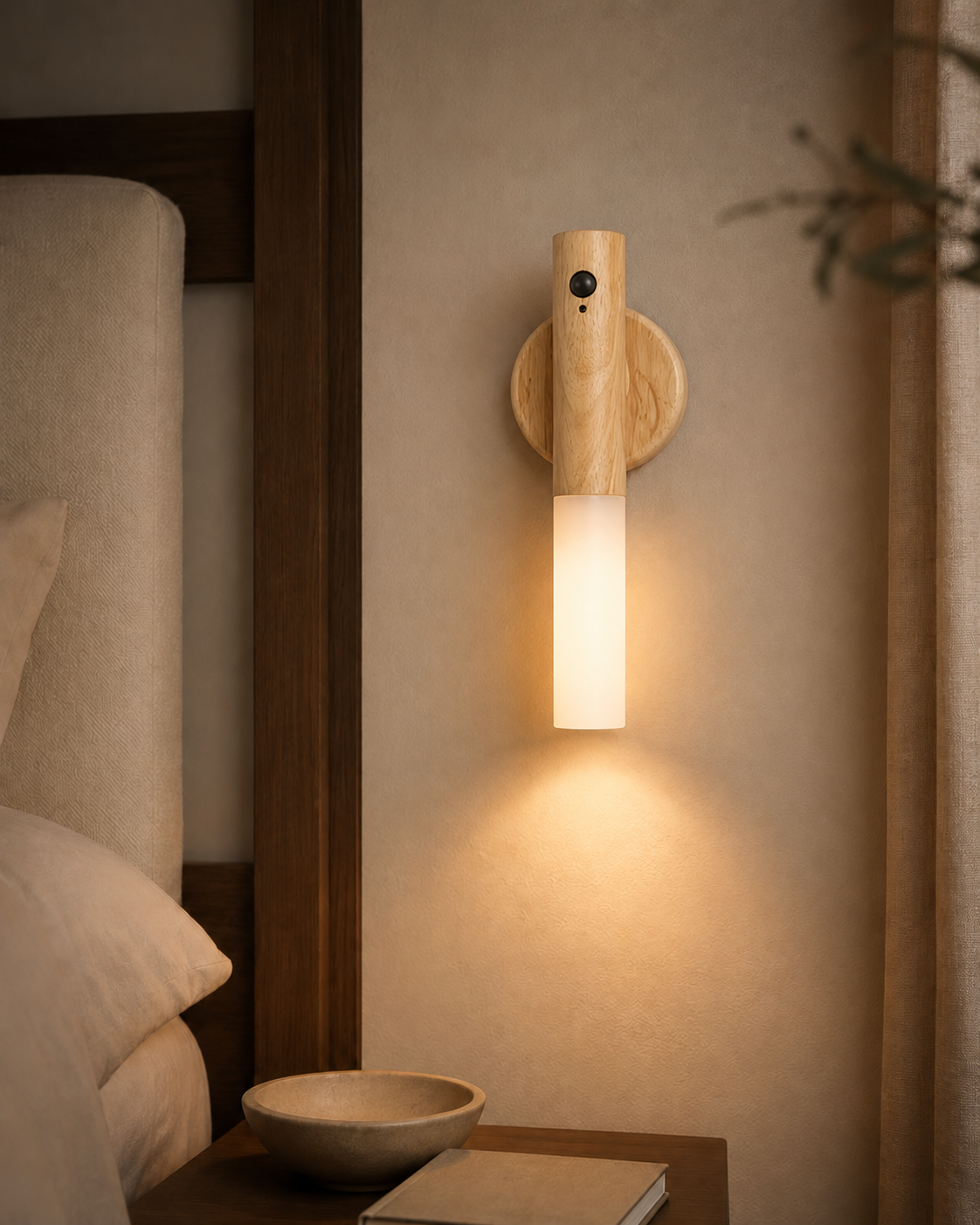 Magnetic Sensor Night Light with Wood Grain Design