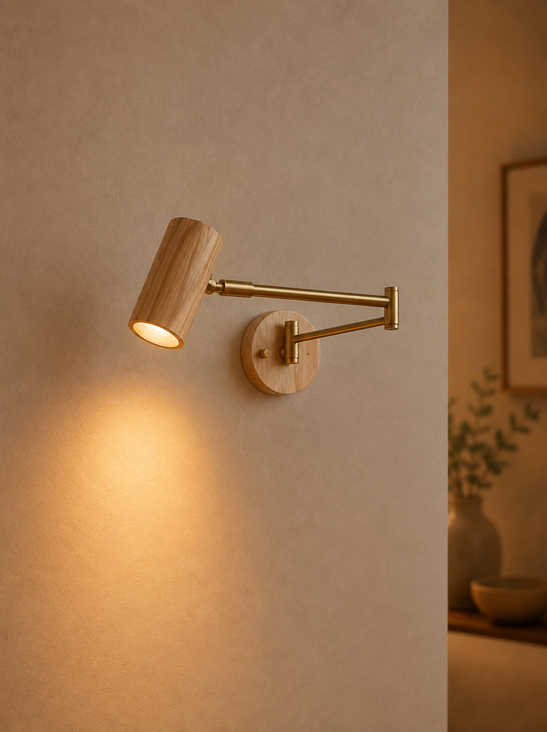 Japanese Swing Arm Wall Light – Adjustable Reading Lamp