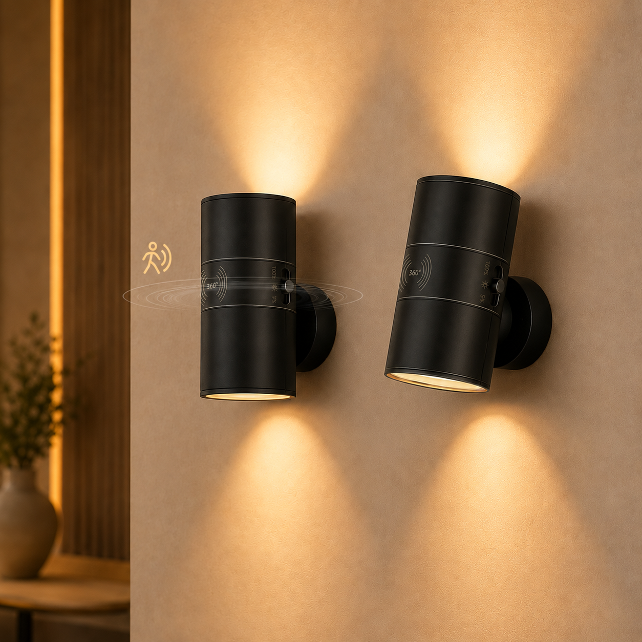 Cylindrical LED Motion Sensor Wall Light