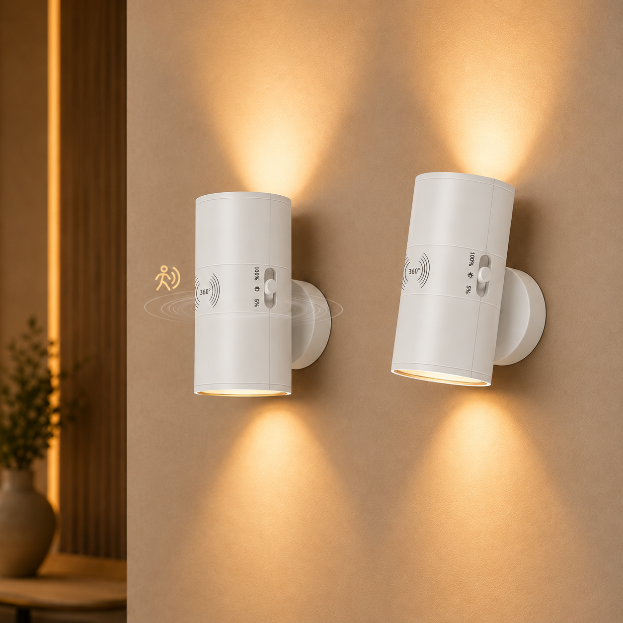 Cylindrical LED Motion Sensor Wall Light
