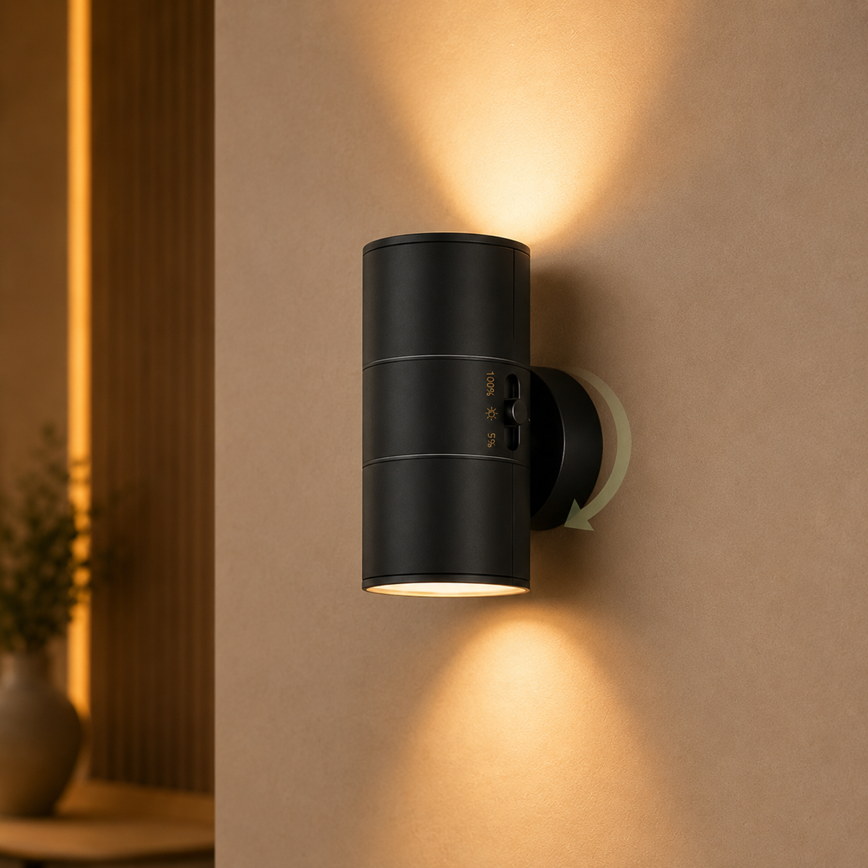 Cylindrical LED Motion Sensor Wall Light