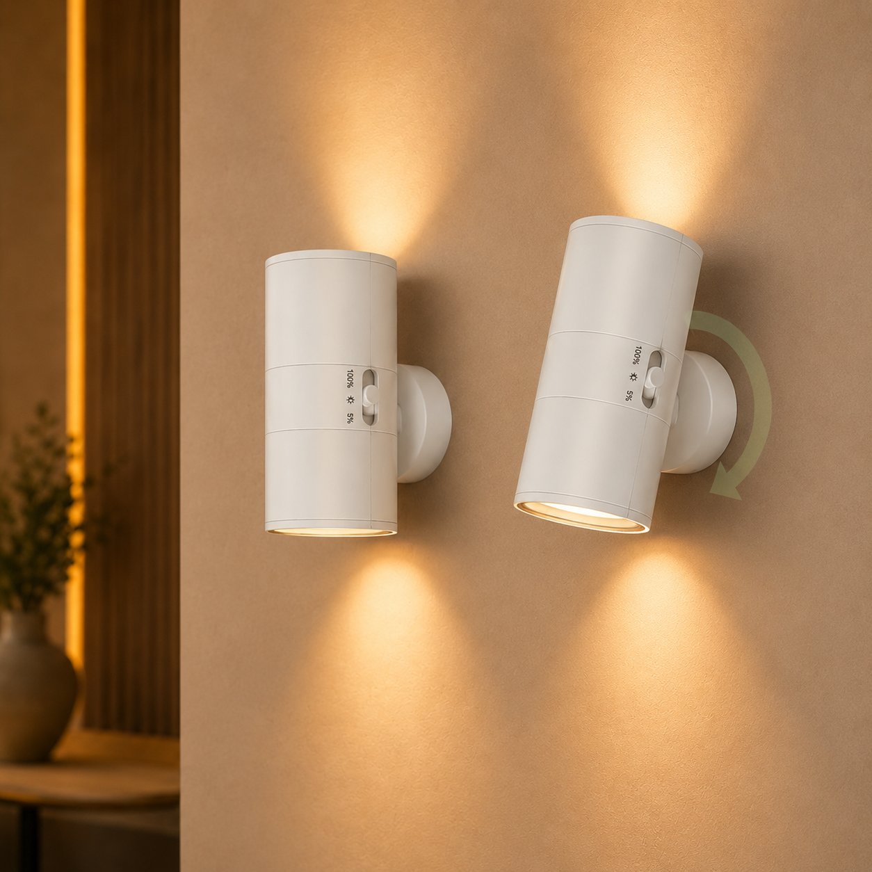 Cylindrical LED Motion Sensor Wall Light