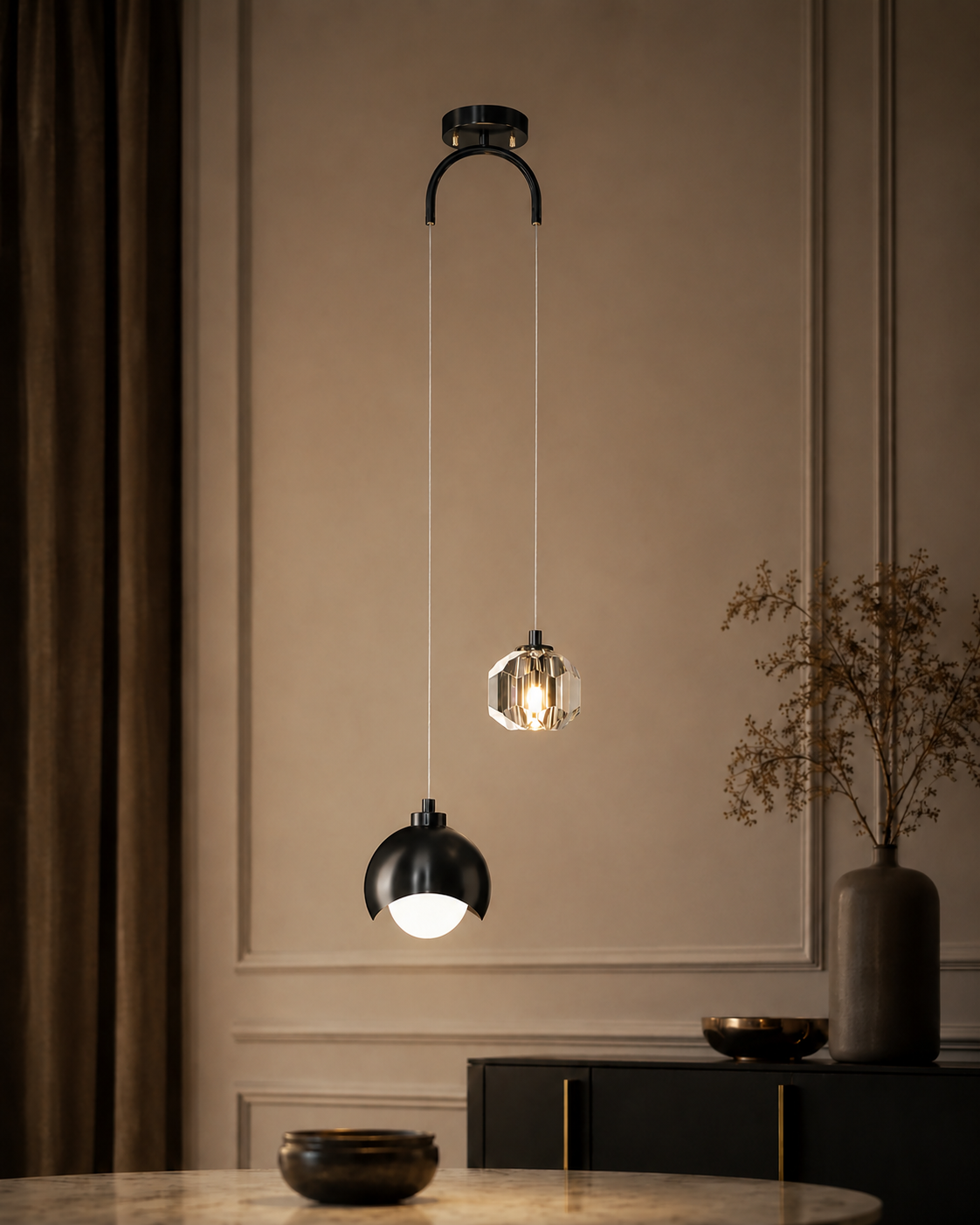 Nordic Crystal Chandelier – Adjustable Pendant Light